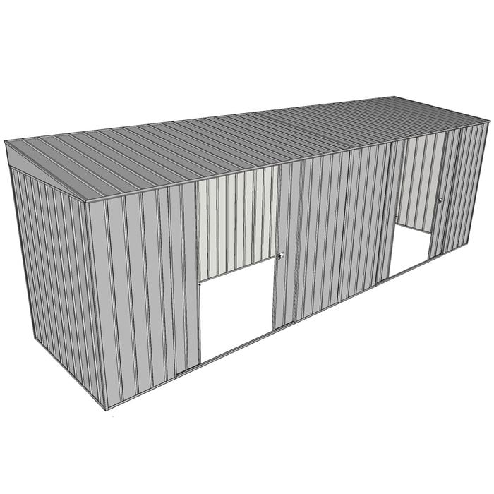 Build-a-Shed 1.5 x 6 x 2m Dual Sliding Side Door Skillion Shed - Zinc