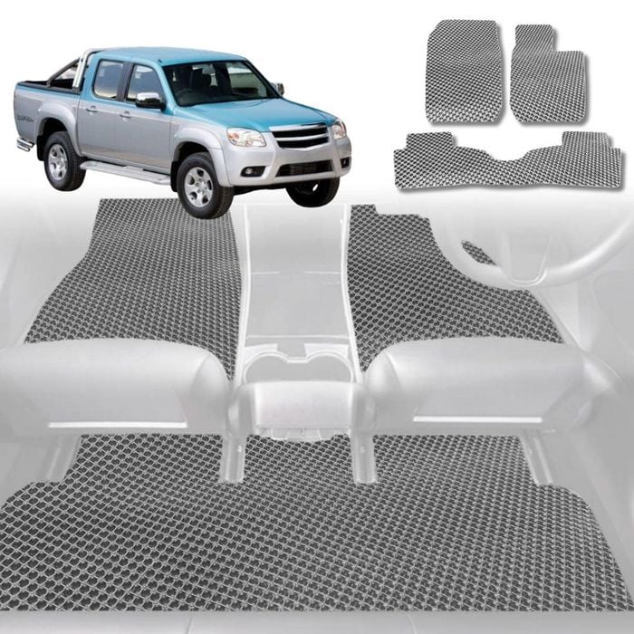 6D Diamond Car Floor Mats for Mazda BT-50 (J97M)2006-2011-Full Set-Grey-Outback GT