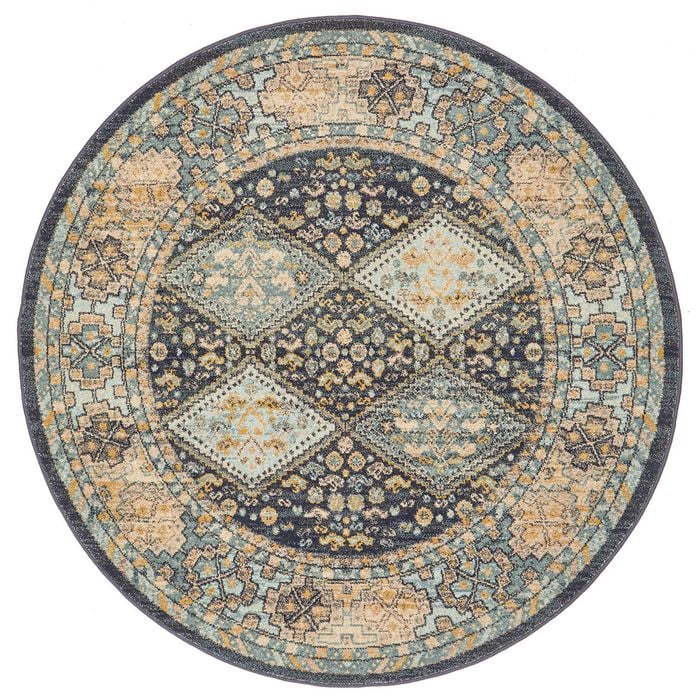 The Rug Connection Heritage 857 Navy 240x240cm - Large Round Transitional Pet Friendly Indoor Rug