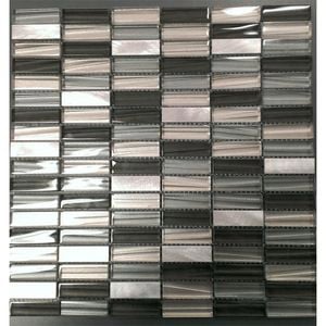 Johnson Tiles 300 x 300mm Charcoal Metal Blend Mosaic Glass Wall Tile