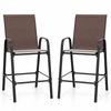 Costway 2 Outdoor Bar Stools 130cm Metal High Chair Tall Back Counter Arm