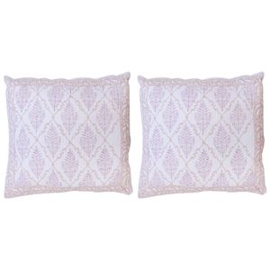 2x LVD Cotton Quilted Square Cushion Home Sofa/Couch Decor 55cm Raspberry Cider