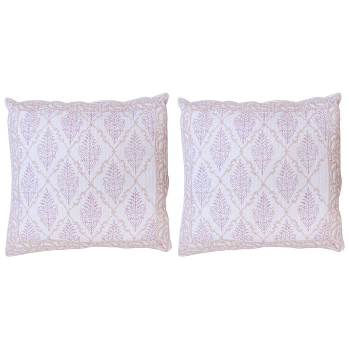 2x LVD Cotton Quilted Square Cushion Home Sofa/Couch Decor 55cm Raspberry Cider