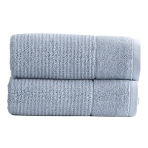 2pk Renee Taylor Cambridge 650gsm Textured 160x80cm Bath Sheet Blue Mirage