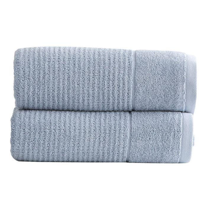 2pk Renee Taylor Cambridge 650gsm Textured 160x80cm Bath Sheet Blue Mirage