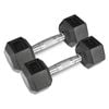Pair of 4Kg Rubber Hex Dumbbells