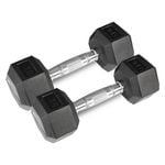 Pair of 4Kg Rubber Hex Dumbbells