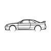 Ignite Laser Nissan R33 Skyline Silhouette Metal Wall Art Rustic Metal 47inch/120cm