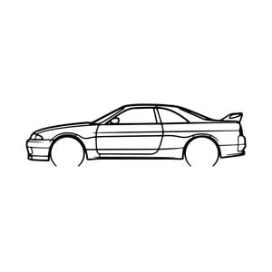 Ignite Laser Nissan R33 Skyline Silhouette Metal Wall Art Rustic Metal 47inch/120cm