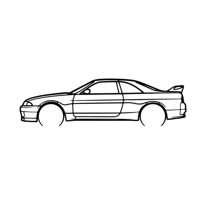 Ignite Laser Nissan R33 Skyline Silhouette Metal Wall Art Rustic Metal 47inch/120cm