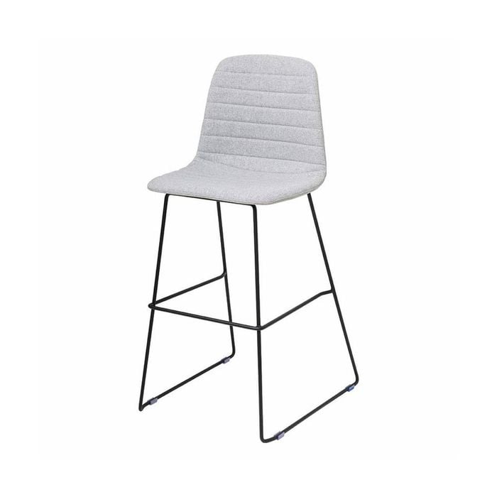 Olg Sofia Kitchen Stool Black Sled Base Greymist Fabric Upholstered Seat