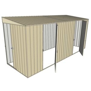 Build-a-Shed 1.5 x 4.5 x 2m Dual Single Hinged Side Door Skillion Shed - Cream