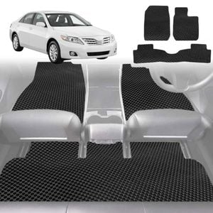 6D Diamond Car Floor Mats for Toyota Camry 2006-2011-Full Set-Black-Outback GT