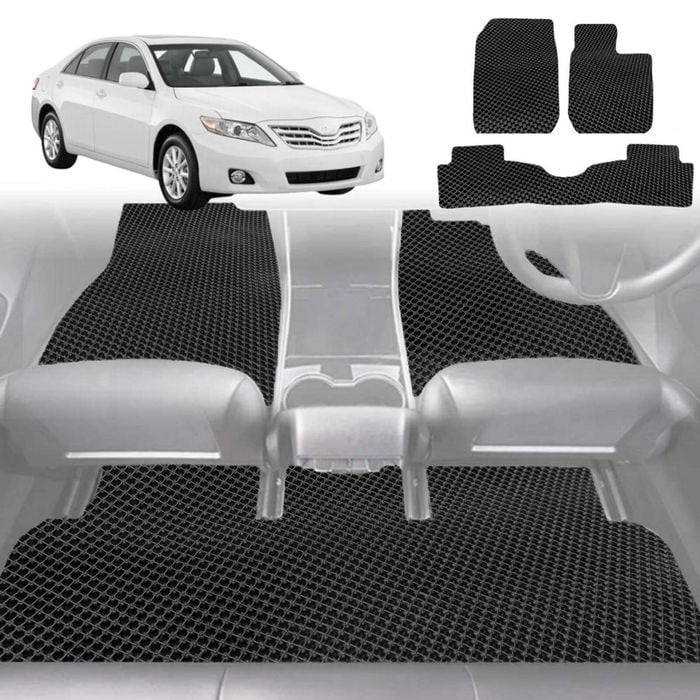 6D Diamond Car Floor Mats for Toyota Camry 2006-2011-Full Set-Black-Outback GT