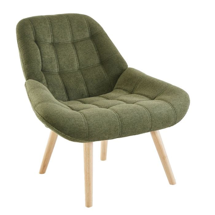 Maxhomm Green Fabric Dining Chair Solid Rubberwood Legs Breathable Backrest Reading Accent Chair
