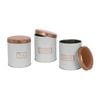 Harbour Housewares 3pc Round Metal Tea Coffee Sugar Canister Set