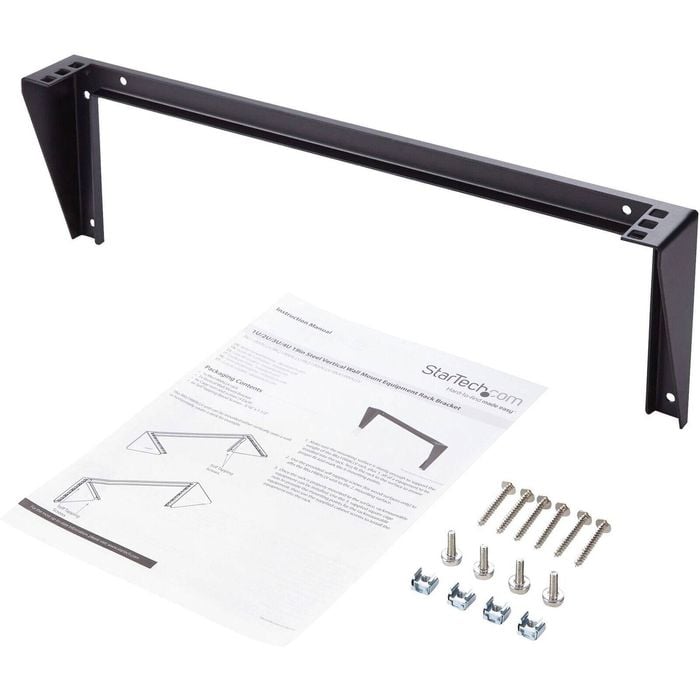 StarTech.com 1U 19in Steel Vertical Wall Mount Equipment Rack Bracket - 56.70 kg Load Capacity - 1