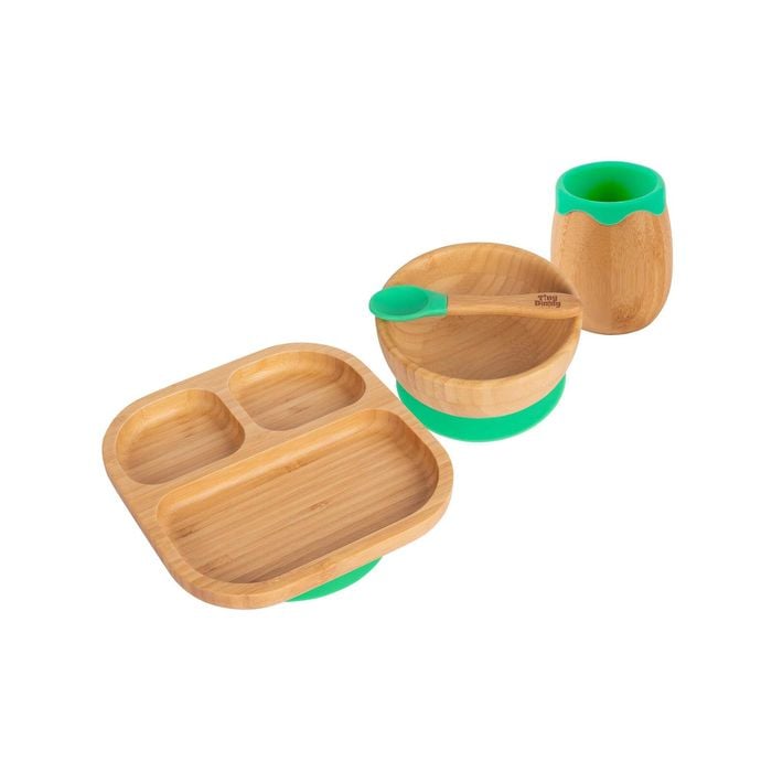 Tiny Dining 4pc Divided Bamboo Suction Baby Feeding Set