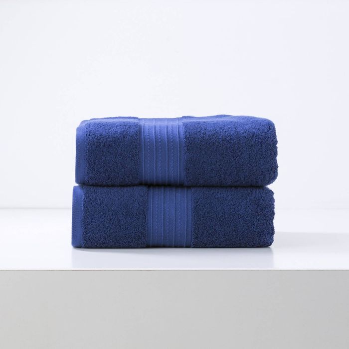 2pc Renee Taylor Brentwood Bath Sheet/Towel 160cm Low Twist 650GSM Cotton Royal