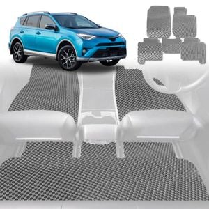 6D Diamond Car Floor Mats for Toyota RAV4 2012-2019-Full Set-Grey-Outback GT