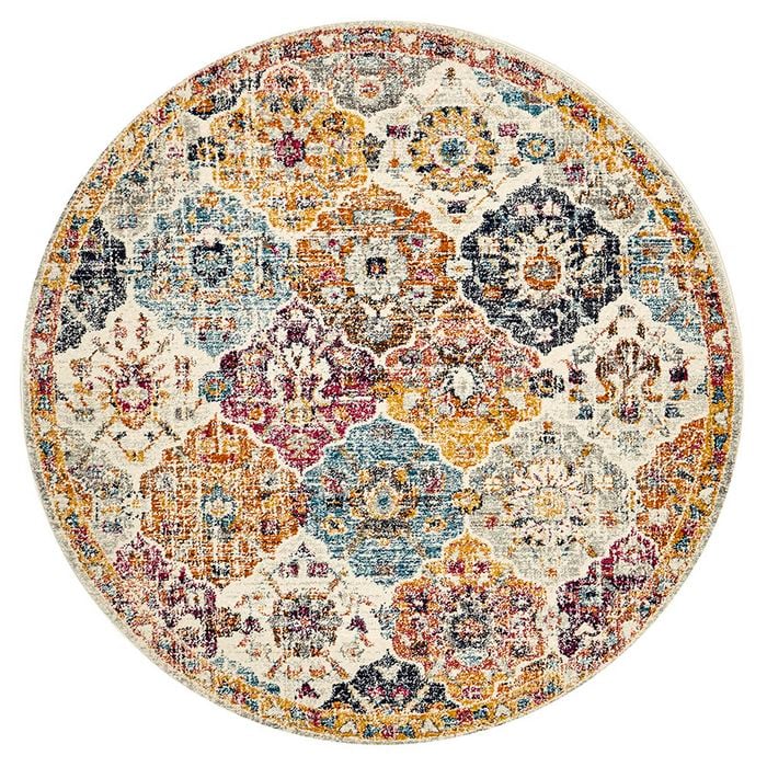 The Rug Connection Gallery 861 Off White 240x240cm - Large Round Transitional Pet Friendly Indoor Rug