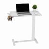 VEVOR Mobile Overbed Table White with 4 Hidden Wheels Cup Holder for Home