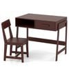 Costway Kids Table & Chair Wooden Study Desk Set Brown