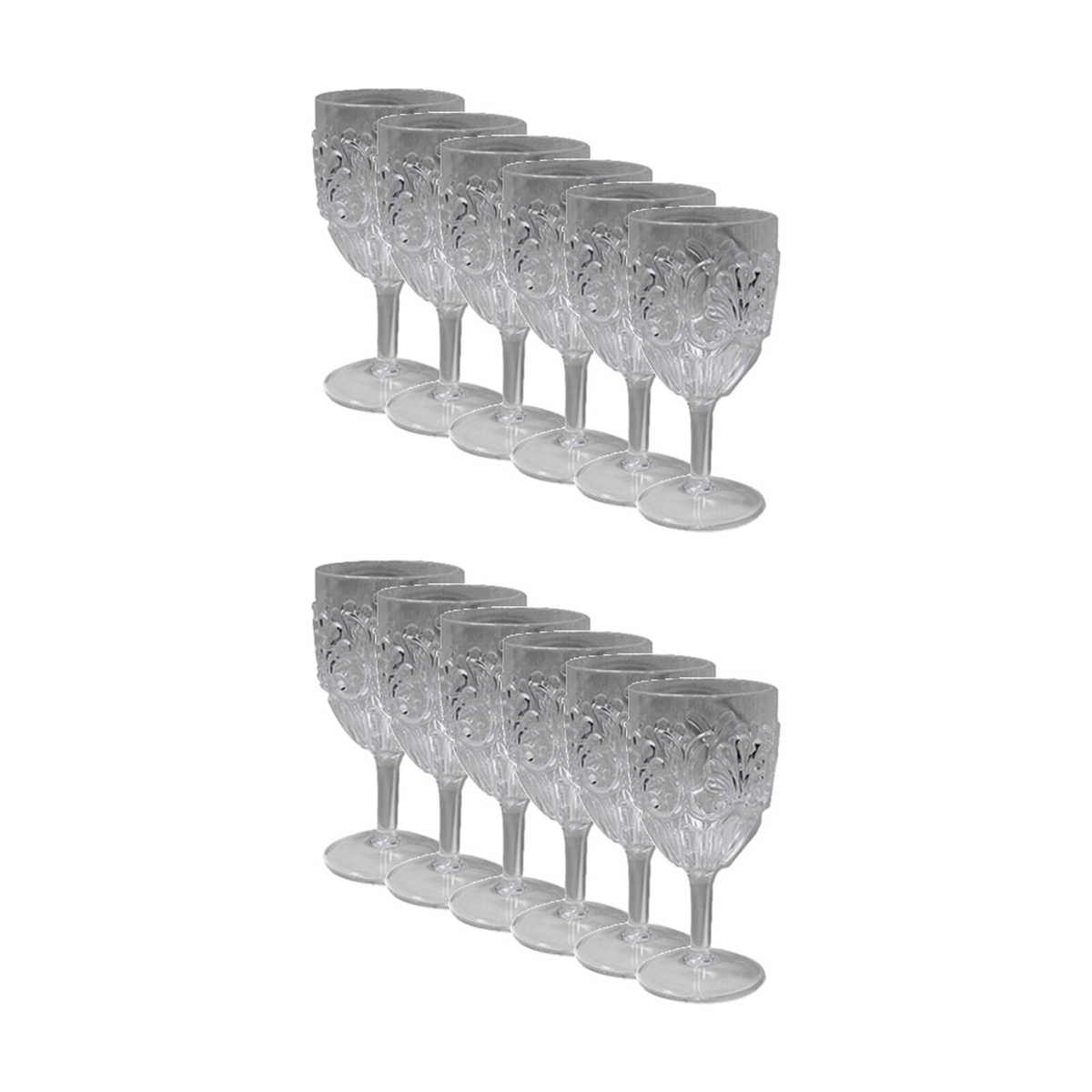 12x Partyware Reusable Embossed Wine Glass Tableware 180ml Clear ...