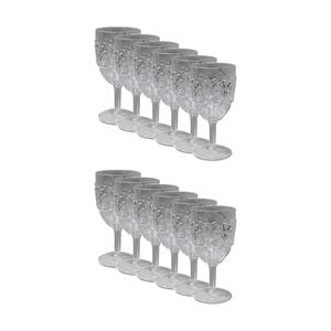 12x Partyware Reusable Embossed Wine Glass Tableware 180ml Clear Assorted
