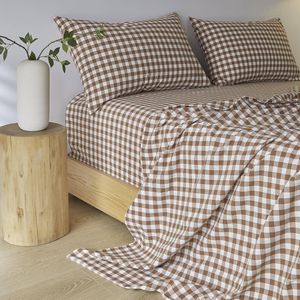 Gioia Casa 100% Yarn-Dyed Vintage Washed Cotton Sheet Set (Brown, Queen)
