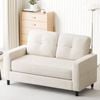 Advwin 2-Seater Sofa 132cm Love Seat Linen Fabric Small Loveseat Sofa Couch Beige