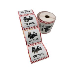 NLP 82x111 Thermal Transfer Label Battery Mark UN3481,500 per roll, 38mm core, Single Roll