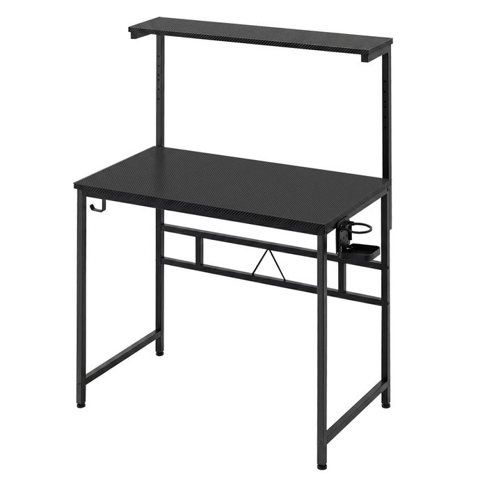 Levede Gaming Desk 80Cm Adjustable Shelf Steel Frame Headphone Hook Cup