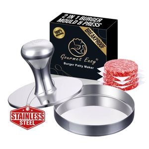 Gourmet Easy 2-in-1 Burger Press Stainless Steel Patty Maker Heavy Duty Easy-clean