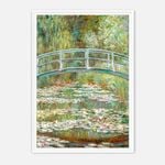 Galrie Monet’s Japanese Bridge Art Print Iconic Impressionist Masterpiece for Home Decor, White Frame, A0 84 x 119cm (33x47inch)