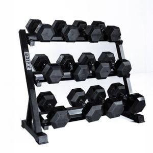 Brixx 17.5kg - 30kg Hex Dumbbell & Rack Set | 6 Pairs - 285kg Package