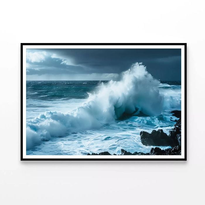 Large Wave Crashing Into Rocks  Print 100% Australian Made 120x90cm  (Poster)