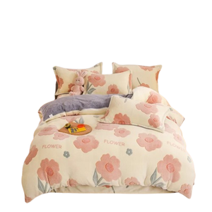 NNEOBA Winter Bliss: Double-Sided Velvet Duvet Cover for Cozy Comfort [Pink]