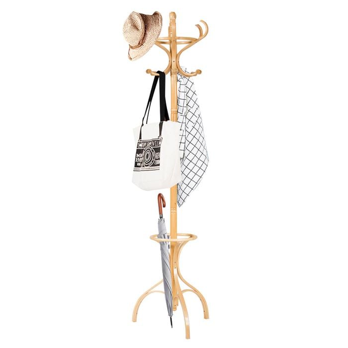 Costway 1.8M Wood Coat Rack Stand w/Umbrella Holder Natural