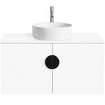 CIBO 900mm White Mornington Wall Hung Vanity with White Gloss Basin and Black Handle