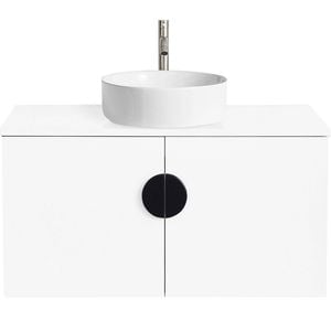 CIBO 900mm White Mornington Wall Hung Vanity With White Gloss Basin And Black Handle