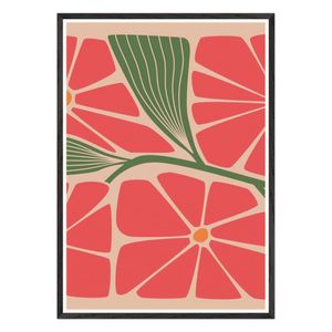 Galrie Stunning Modern Floral Art Print by Steve Simpson - Abstract Flower Design, Black Frame, 70 x 100cm (28 x 40inch)