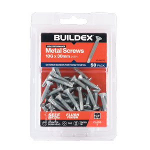 Buildex 10G x 30mm Class 3 Sheet Metal Screws Countersunk Head - 50 Pack