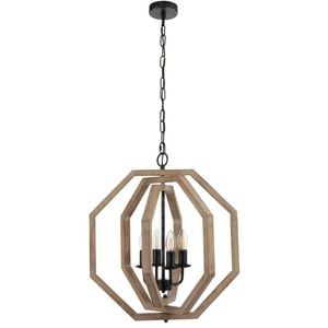 Telbix Indio Modern Pendant Hanging Lamp Light Wood Metal Black Wood Tones
