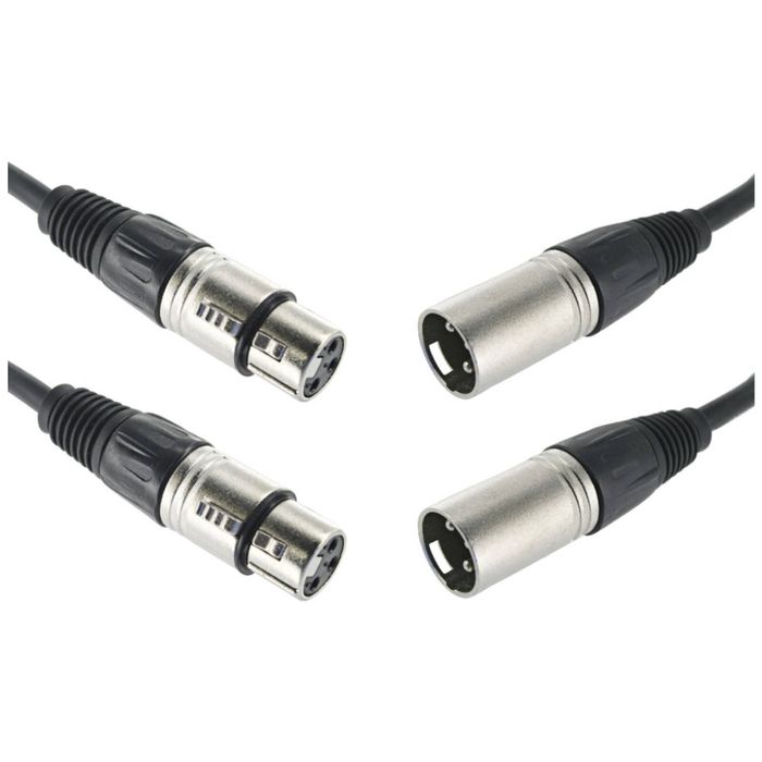 2 Pack 10m Balanced Microphone Cables XLR Male to Female Mic Lead