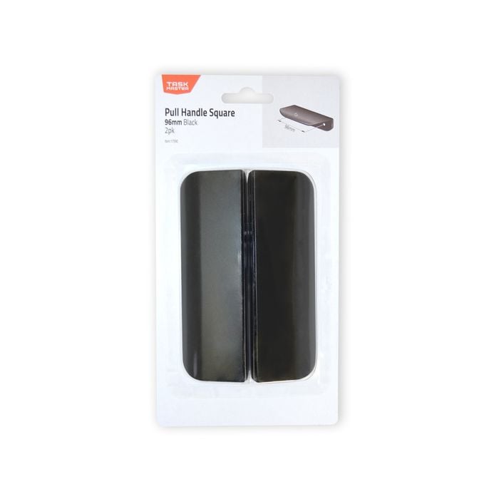 Taskmaster 96mm Matte Black Square Cabinet Pull Handle - 2 Pack