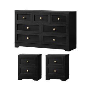 Oikiture 7 Chest of Drawers and 2 Bedside Tables Furniture Set