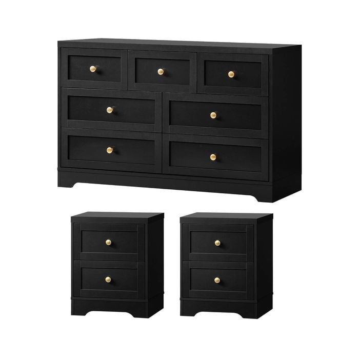 Oikiture 7 Chest of Drawers and 2 Bedside Tables Furniture Set
