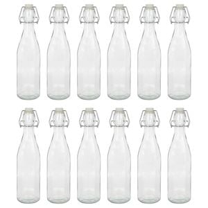 Argon Tableware Glass Bottles with Swing Top - 520ml - Pack of 12