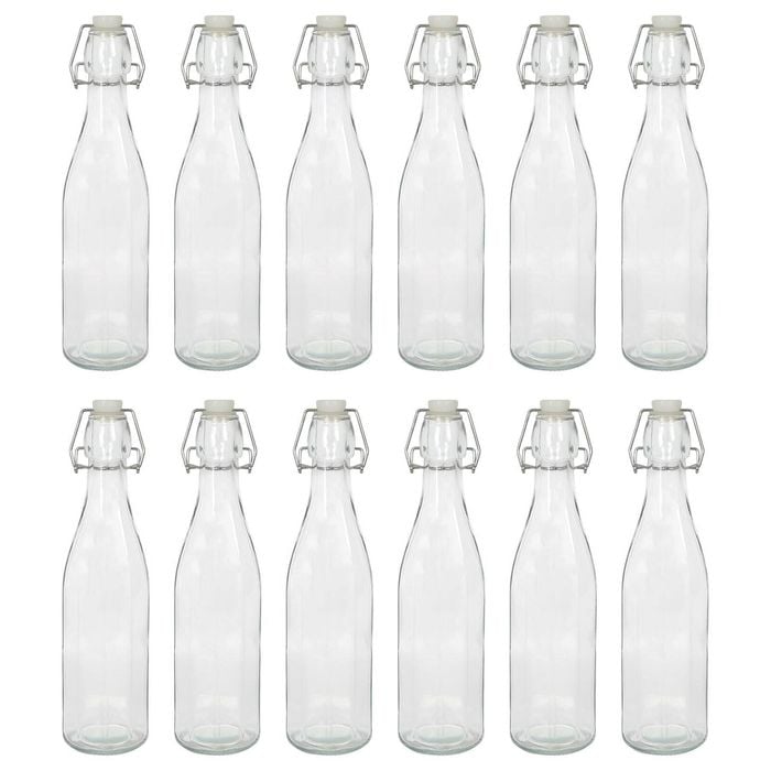 Argon Tableware Glass Bottles with Swing Top - 520ml - Pack of 12